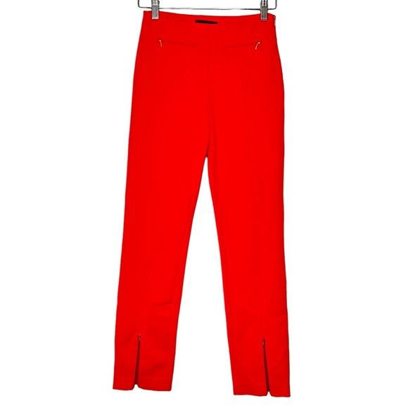 The Script Marcella Luxurious High Waisted Red Ankle Zipper Pants - Picture 3 of 11